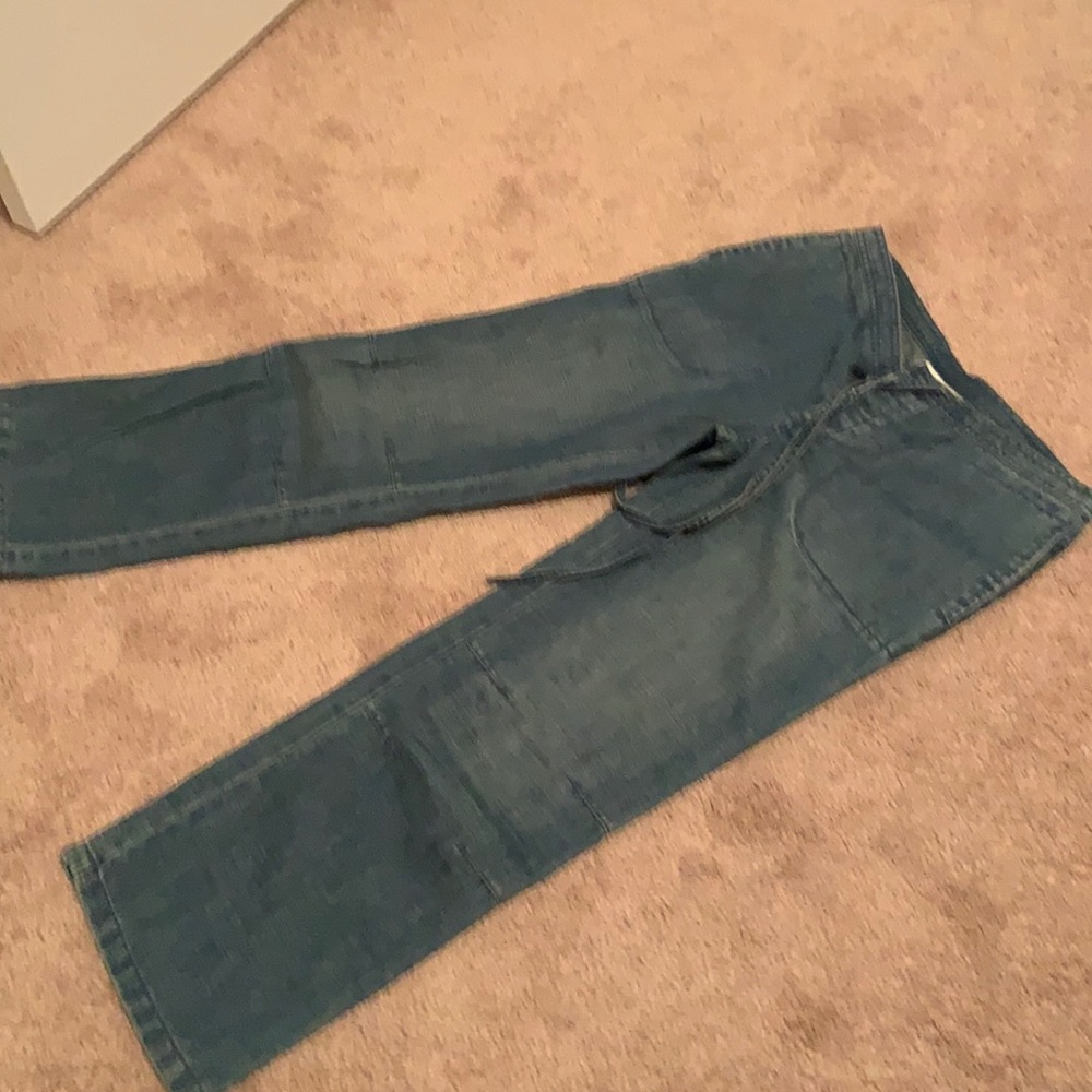 Drawstring light denim jeans